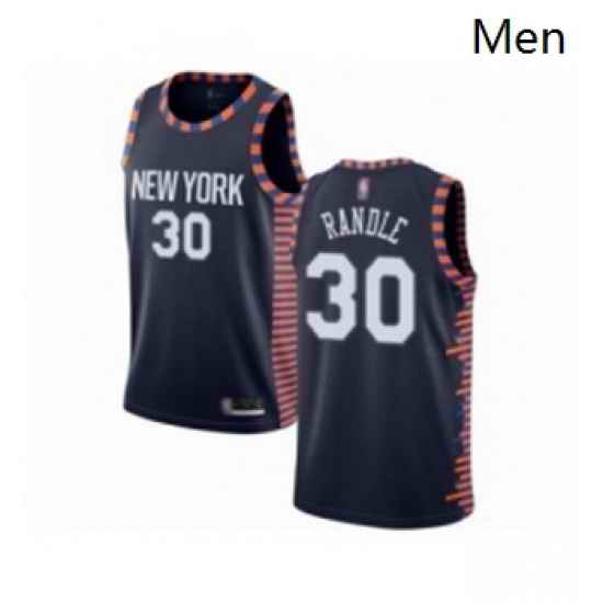 Mens New York Knicks 30 Julius Randle Authentic Navy Blue Basketball Jersey 2018 19 City Edition